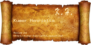 Kumer Henrietta névjegykártya